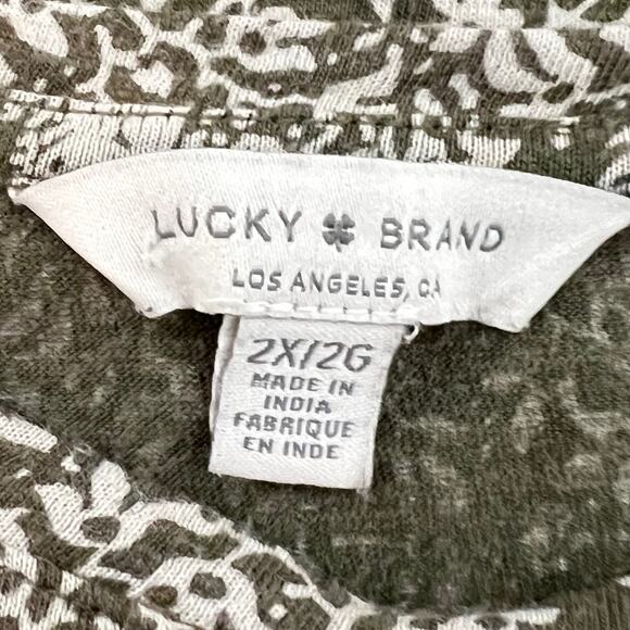 Lucky Brand Womens Knit Top Size 2X Gray Mixed Paisley Print Cotton Modal - Picture 4 of 6